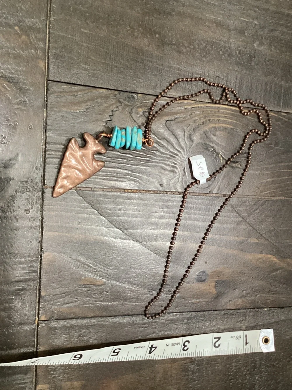 Copper‎ Arrowhead Necklace with Turquoise Beads